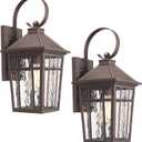 Outdoor Porch Light, 2-Pack Exterior Wall Lights for House, Waterproof 18'' Oil-Rubbed Bronze Outdoor Sconce Lighting with Water Ripple Glass for Front Door Porch Patio Garage Garden, Medium-2Packs