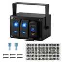 Joinfworld 2 Gang Rocker Switch Box Waterproof 12V LED Light Bar Switch Panel SPST ON/Off with Dual USB Outlet PD Type C& QC 3.0 Car USB Port for Boat Marine Automotive Car Truck RV UTV