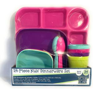 24-Piece Kids" Dinnerware Set (Multicolor, Tableware)