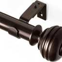 Long Curtain Rod, EUPLAR Window Curtain Rod 72-144 Inch with Decorative Honeycombed Finials, 1 Inch Drapery Rods for Living Room, Kitchen, Bronze