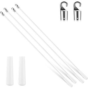 Bokon 4 Pcs Blinds Wand Replacement with Hook and Handle White Fiberglass Long Vertica Blind Wand for Windows Curtain Door Shades Opener Accessory (48 Inch)