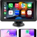 Portable Car Stereo Wireless Apple CarPlay Android Auto, 7 Inch Touchscreen Car Radio Multimedia Player Support Bluetooth Hand Free Calling Online GPS FM Audio Mirror Link