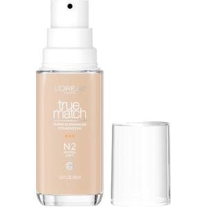 L'Oreal Paris True Match Super-Blendable Foundation, Medium Coverage Liquid Foundation Makeup, N2, Light, 1 Fl Oz