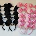 NEWTGAN 20 PCS Mouse Ears Headbands for Birthday Party Theme Park Costume Play Celebration for Boys and Girls (black,pink) (pink black)