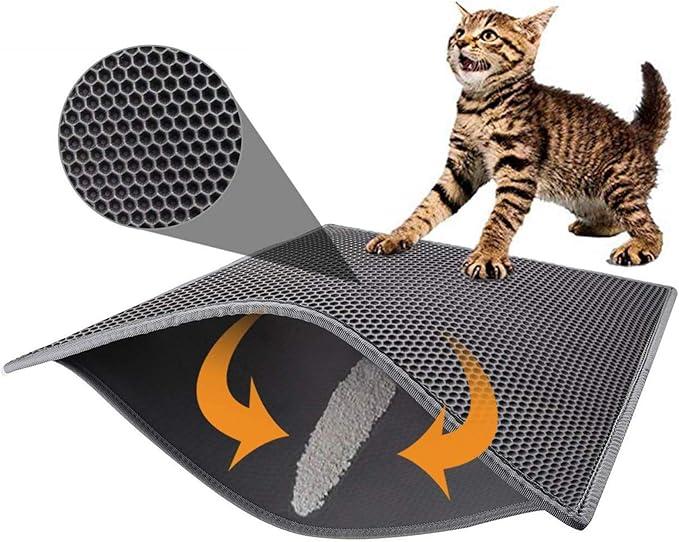 Pieviev Cat Litter Mat Double Layer Waterproof Urine Proof Trapping Mat 1 Pack (Black, 36x30 Inch (Pack of 1)