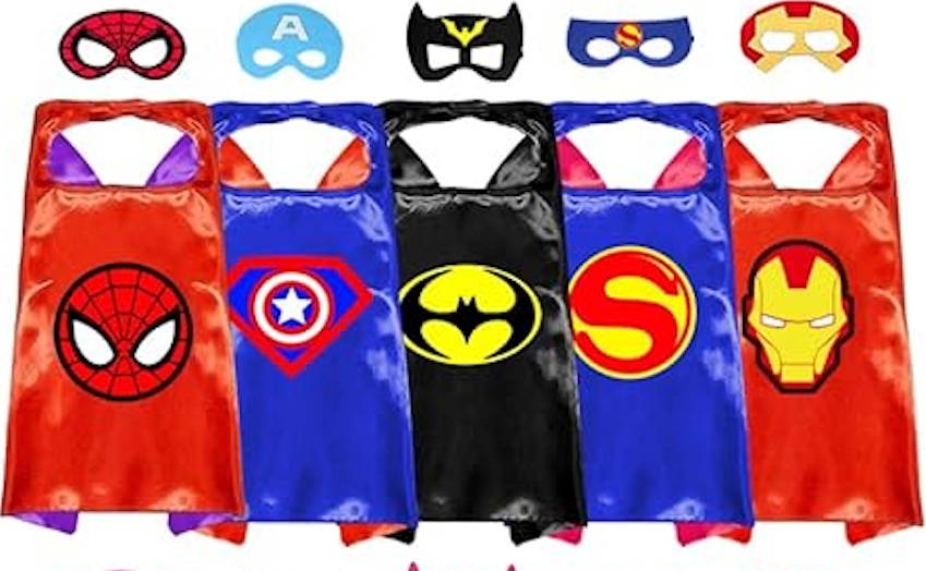 Superhero Capes and Masks Double Side Dress up Costumes Christmas Cosplay Festival Birthday Party Favors for Kids