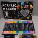 nauets 30 Colors Dual Tip Acrylic Paint Markers, Dot & Fine Tip Acrylic Paint Pens for Rock, Wood, Fabric, Canvas, Glass, Paper, Ceramic, Scrapbook, Egg, DIY Crafts Supplies-Photo Album Supplies