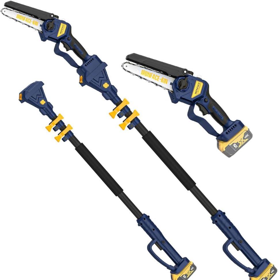 Cordless 2-in-1 Pole Saw & Mini Chainsaw, 6-Inch Brushless, 9.3FT Reach for Tree Trimming & Pruning,limb branch cutter Compatible with DeWalt 20V Battery (Tool Only)
