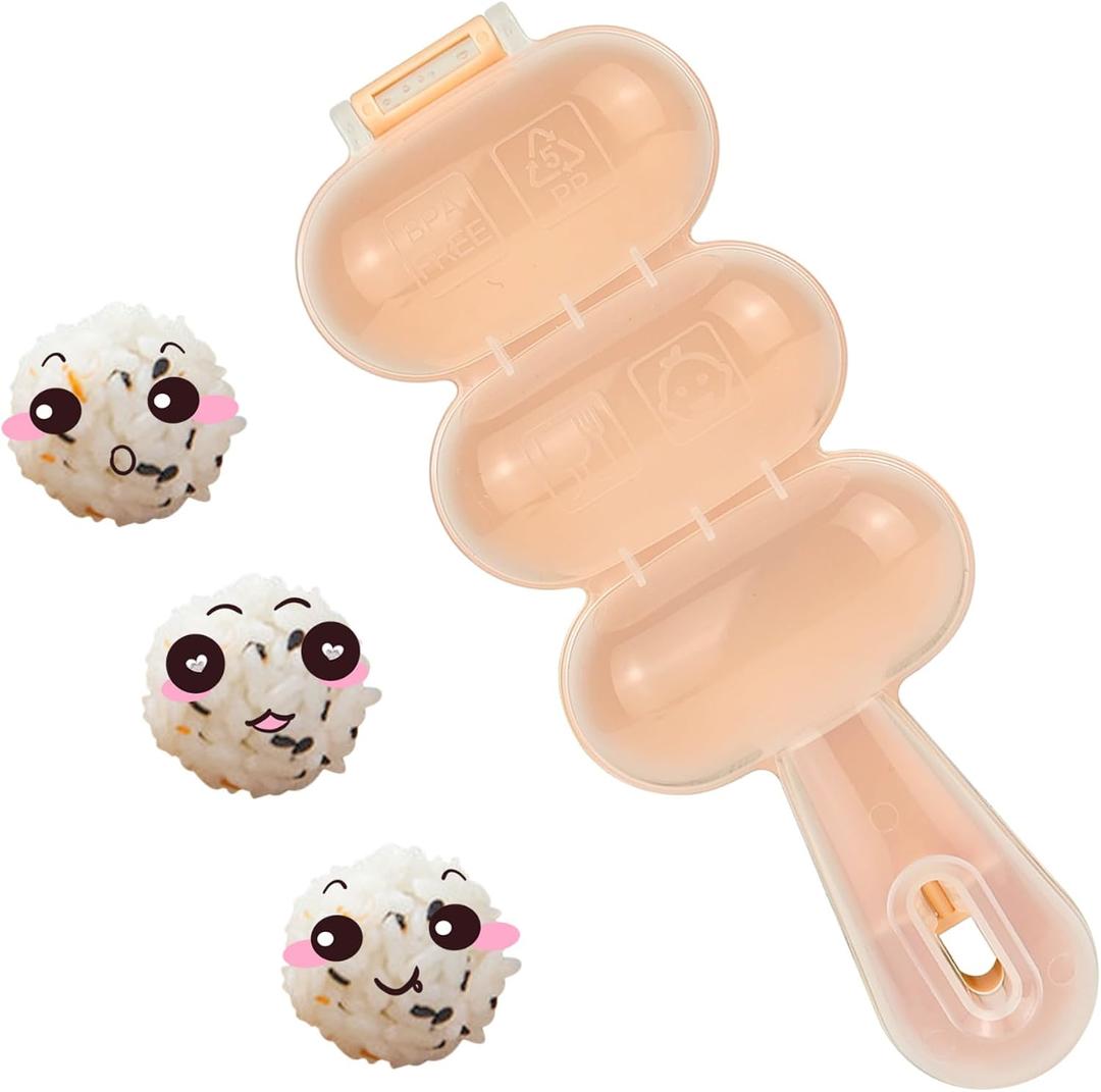 DALAN thicken rice ball mold - easy roll & shape perfect vegetable rice balls every time (pink)