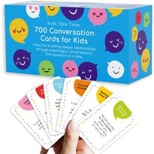 700 Conversation Cards for Kids, Fun Kids Conversation Starter Cards for Kids, Teens, Family Night, Dinner, Play Conversation Games, Color-Coded Across 6 Topics, Take Anywhere