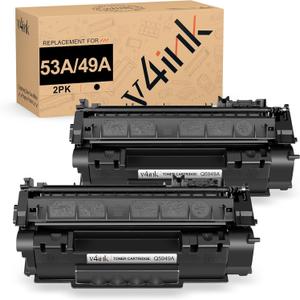 v4ink Compatible 49A 53A Toner Cartridge Replacement for HP Q5949A Q7553A for use with HP 1320 1320n P2015dn P2015 P2015n 3390 3392 1160 P2014 M2727nf MFP Printer (Black,2 Packs)