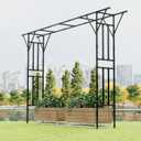 Twira Flat Top Garden Arch Trellis, 11FT x 9FT Extra Large Garden Trellis for Climbing Plants Outdoor, 141.7in x 108in PE-Coated Metal Arbor Archway for Roses,Wisteria,Wedding,Patio Decoration Black
