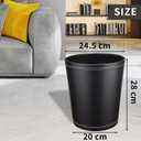 GORESE Pu Leather Trash Can, 2.6 Gallon Black Bathroom Trash Can, Small Office Garbage Can Wastebasket for Bedroom, Kitchen, Round Trash Bin Decorative Under-Sink/Desk/Home Easy to Clean