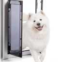 Premium Large Dog Door, Aluminum Pet Door with Double Panels, Doggie Door with Automatic Closing Magnetic Flaps, Slide-in Panel & 4 Security Locks, Weather Resistant & Durable Use, Large