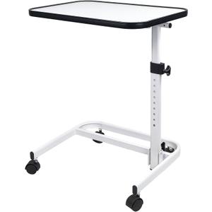 Medical Rolling Bedside Table with Wheels, Over Bed Table with Storage, Serving Tray, Laptop Computer Desk for Elderly, Hospital Patient, Home Care, White