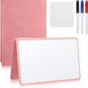 Portable White Board Dry Erase Small, Reusable White Board with 3 Colors Fineliner Pens Foldable Pink Pu Cover Handheld Whiteboard for Meeting Business Office 9.64x6.7 Inch