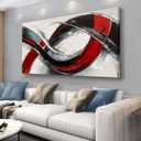 Abstract Canvas Wall Art for Living Room Framed Artwork Wall Decor for Bedroom Office Wall Decor Black and Red Paintings Wall Pictures Artwork Modern Aesthetic Home Decor 20x40 In