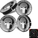4 pcs Wheel Center Caps Skull Universal Wheel Center Cover Skull Wheel Center Hub Caps,Car Wheel Center Cap Kit,for 56 mm Hub Caps with Embedded Base,Rustproof,for Car SUV