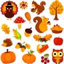 20 PCS Autumn Clings Fall Thick Gel Cling Window Gel Decals Stickers for Kids, Toddlers and Adults Home Airplane Classroom Nursery Autumn Fall Thanksgiving Party Supplies Decorations (Thanksgiving)