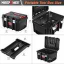 MAXPOWER 16 inch Plastic Tool Box, Black Deep Toolbox with Metal Latches and Removable Tray, Pack of 1