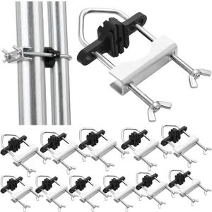 Frienda 12 Sets Trampoline Enclosure Pole Connector Safety Trampoline Replacement Parts Heavy-Duty U-Shaped Clamps for Connecting, Fits Poles up to 1.5" and Frame Legs up to 1.75"