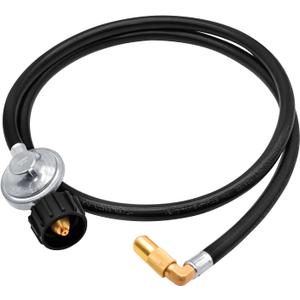 ABYDA 5 Feet Propane Regulator and Hose with Elbow Adapter for Blackstone 17 inch and 22 inch Table Top Griddle, Replacement Parts Connect to Large Propane Tank