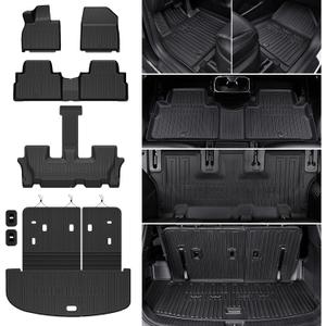 Floor Mats for 2020-2025 Kia Telluride 7/8 Passenger (NOT fit 2027), All Weather TPE Durable Cargo Liner with Backrest Mat Interior Protection for 2025 Kia Telluride AWD