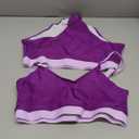 Womens High Waisted Bikini Sets Sporty Crop Top Color Block Swimwear Bandeau Scoop Neck Vintage Two Piece Bathing Suits (Large, Purple)
