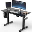 Veken 39.4" Small Electric Standing Desk, Adjustable Height Office Desk with Wood Desktop, Computer Table for Home Work, Study and Gaming, Small Spaces, Modern Furniture, Black, 39.423.6 Inch