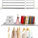 BAOYOUNI Closet Tension Shelf Rod Heavy Duty Wardrobe Organizer Adjustable Storage Shelves Rack DIY Closet Dividers Separators for Kitchen Bathroom Bedroom Garage, 19.69-31.5 Inches