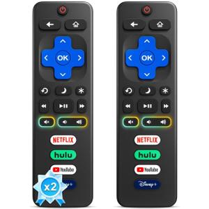 (Pack of 2) Replacement for Roku-TV-Remote-Control, for TCL Roku/Onn Roku/Hisense Roku/Sharp Roku/Philips Roku Series Smart TVs (Not for Roku Stick, Box, Premiere and Players)