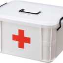 Levoberg Medicine Box Storage Box Organizer 2 Layers with Compartments Family Emergency Kit Storage Case 9.25"x6.49"x5.31"