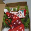 Lighted Gnome Christmas Wreath for Front Door - Artificial Santa Xmas Hanging Sign for Window Wall Decorations - Farmhouse Home Decor (Silver)