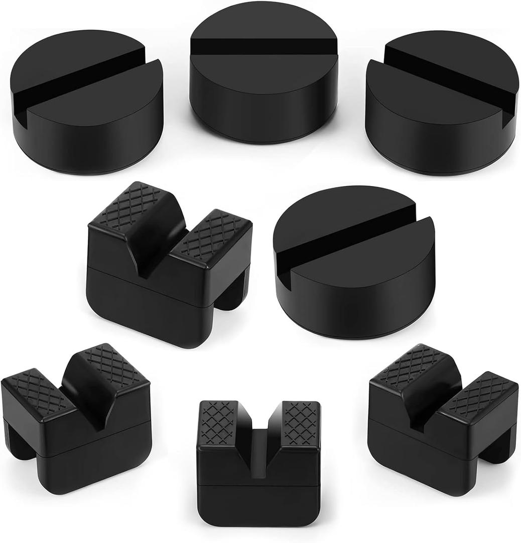 8 Pcs 2 Types Jack Stand Pads Adapter Universal Slotted Frame Rail Pinch Welds Protector Rubber Jack Pad for Jack Stand Accessories