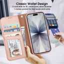 Arae Compatible with iPhone 17 Case Wallet with Card Holder, Wristlet Strap Wallet Flip Cover for iPhone 17 6.1 inch Men/Women, RFID Blocking, Kickstand, Rose Gold