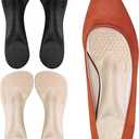 3/4 High Heel Cushion Insoles, Self-Adhesive Arch Support Inserts for Flat Feet and Arch Pain Relief, Gel Shoe Inserts for Sandal, Flats and High Heels (2 Pairs, Beige+ Black, Women's 5-8.5)