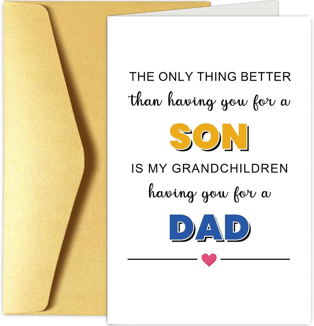 6 x Chenive Father's Day Card for Son, Son Fathers Day Card from Mom Dad, Happy Father's Day Card from Parents, Fathers Day Gift for Son