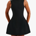 LuFeng Women's Summer Sexy Sleeveless Zipper Mock Neck Slim Fit A-line Mini Dress Bodycon Party Club Dress for Women M