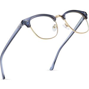 Blue Light Blocking Glasses Vintage Half Frame UV Clear Lens Anti Eyestrain Computer Gaming Glasses for Men Women