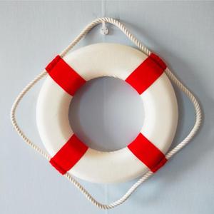 Life Preserver Ring,Safety Buoy for Swimming, 13.7 Inches Swim Foam Ring Decor Pool Safety Throw Rings, Boat Life Rings Rescue Lifeguard Wall Decoration, White/Red
