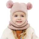 Baby Winter Hat Scarf Set, Unisex Infant Toddler Kids Hat Scarf (2-5T, Pink)