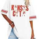 Football Shirts Women Game Day Short Sleeve Shirt Gameday Graphic Tops Football Team Fan Outfits Sport Season Apparel, Small 