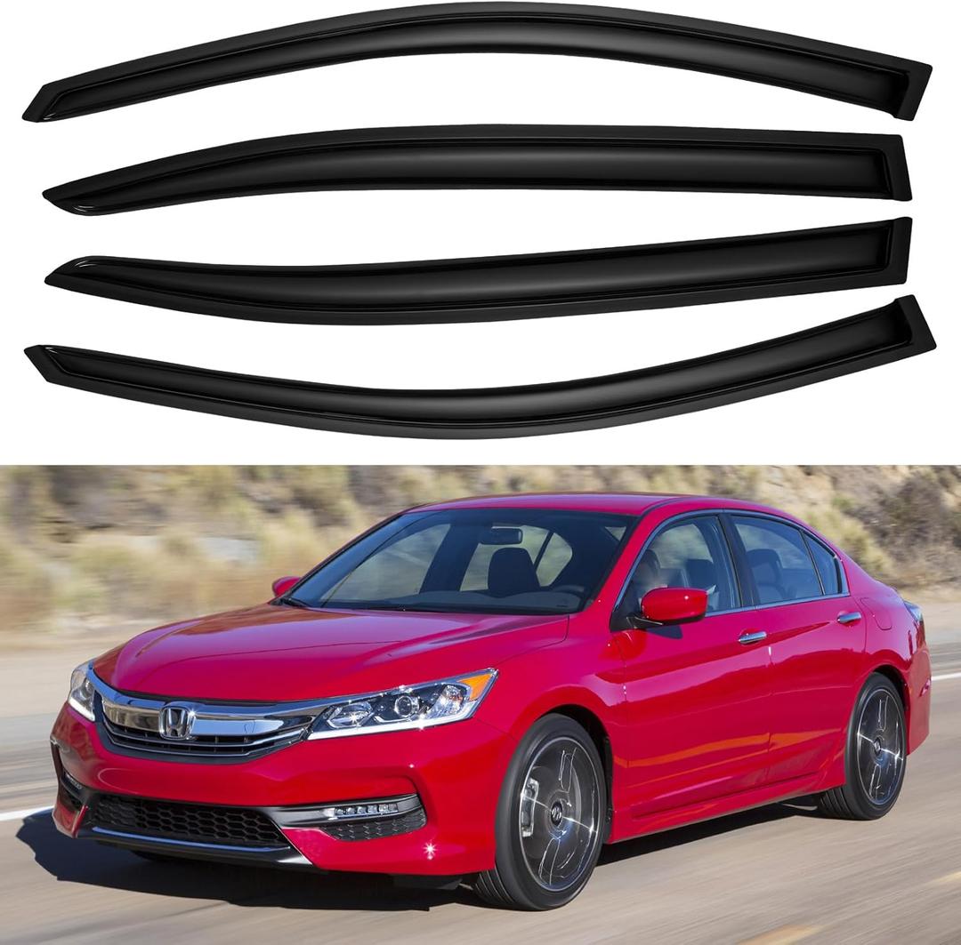 Window Visors Rain Guards for 2008-2017 Honda Accord Sedan | Out-Channel Window Vent Wind Deflectors Visors Shades Protectors for 08-17 Honda Accord 4-Door