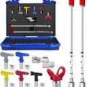 9PCS Airless Paint Sprayer Accessory Set with 5Pcs Reversible Airless Spray Tips,2Pcs Extension Rod, Nozzle Tip Guards and Airless Paint Spray Gun Swivel Joint