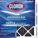 Clorox 16x16x1 Air Filter, MERV 8 with Carbon, Reduces Pet Smells, Cooking Smells and More, Pleated HVAC AC Furnace Filter, 4-Pack (Actual Size 15.75 x 15.75 x 0.75), Made in USA