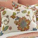 Levtex Home - Clementine Quilt Set - Full/Queen Quilt 88x92in. + Two Standard Pillow Shams 26x20in. - Floral - Orange, Yellow, Teal, Green, Blue, Red and White - Reversible - Cotton Fabric