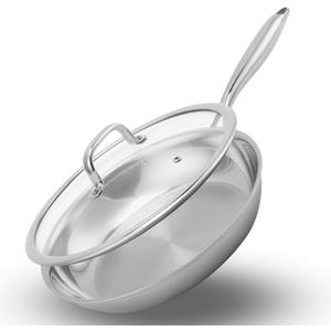 Stainless Steel PanNon-Toxic PFAS, PFOA & PTFE Free, Compatible With All Cooktops & Induction Safe, Oven Safe Pan for Searing & Sauting, Long Lasting Cookware. (12 Inch)