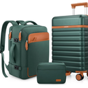 UKEIN Luggage Sets 3 Piece, Carry On Luggage 20In With Spinner Wheels,PC Hardside Suitcase Set with TSA Lock,Durable Carry On Suitcase With Travel Backpack for Men (Green, 3 piece set (20inch))