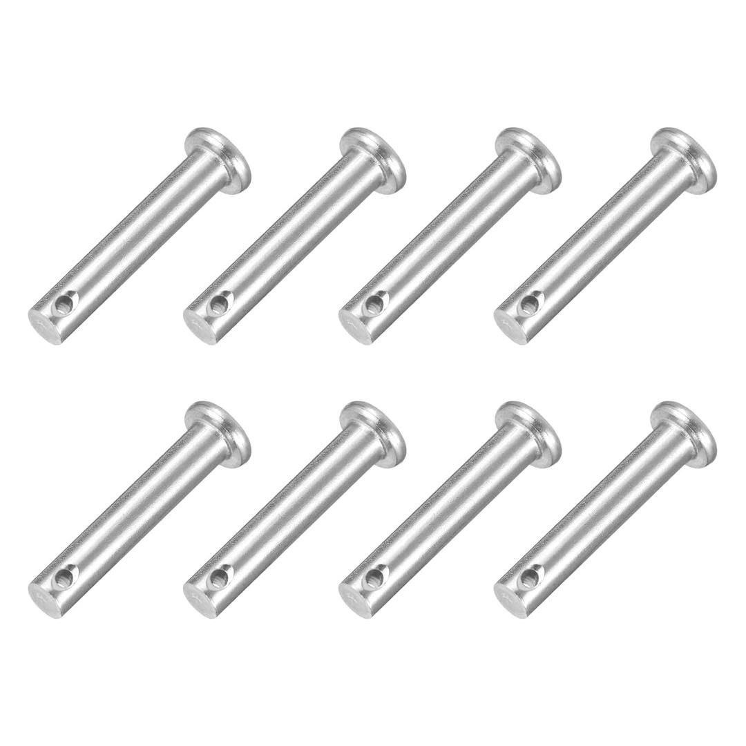 uxcell 8Pcs 1/4" x 1-3/16" Single Hole Clevis Pins, 304 Stainless Steel Flat Head Clevis Pins Hitch Pin for Trailer Latch, Mechanics Repair, Furniture Installation, Industrial Equipment