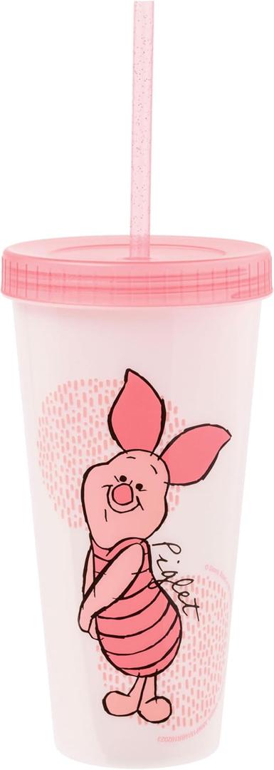 Silver Buffalo Disney Winnie the Pooh 4 Pack Color Changing Plastic Tumblers Featuring Eeyore, Winnie the Pooh, and 2xPiglet, 24 Ounces